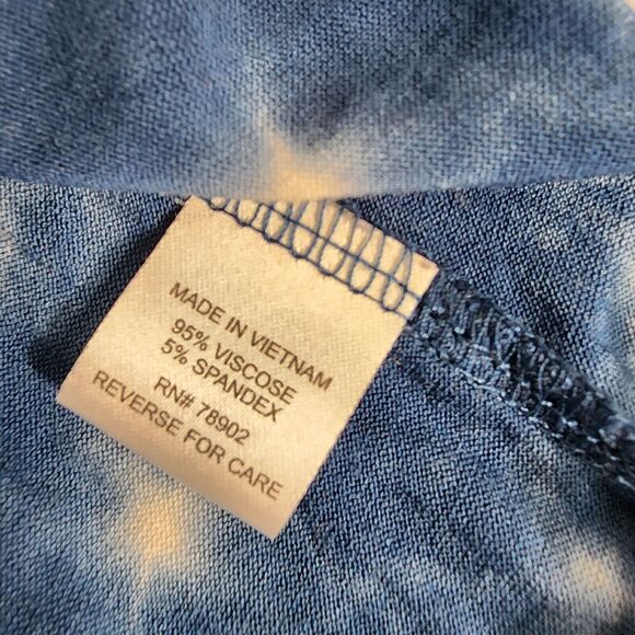 Erin London Womens Top Large Tie Dye 3/4 Sleeve Cold Shoulder Scoop Neck Blue - Picture 8 of 9